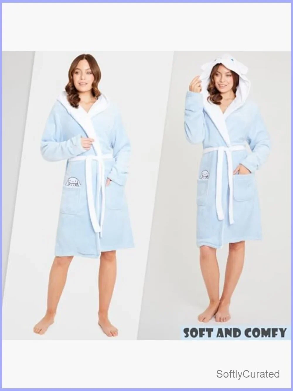 Kawaii Fleece Bathrobe with Hood and Pockets Loungewear